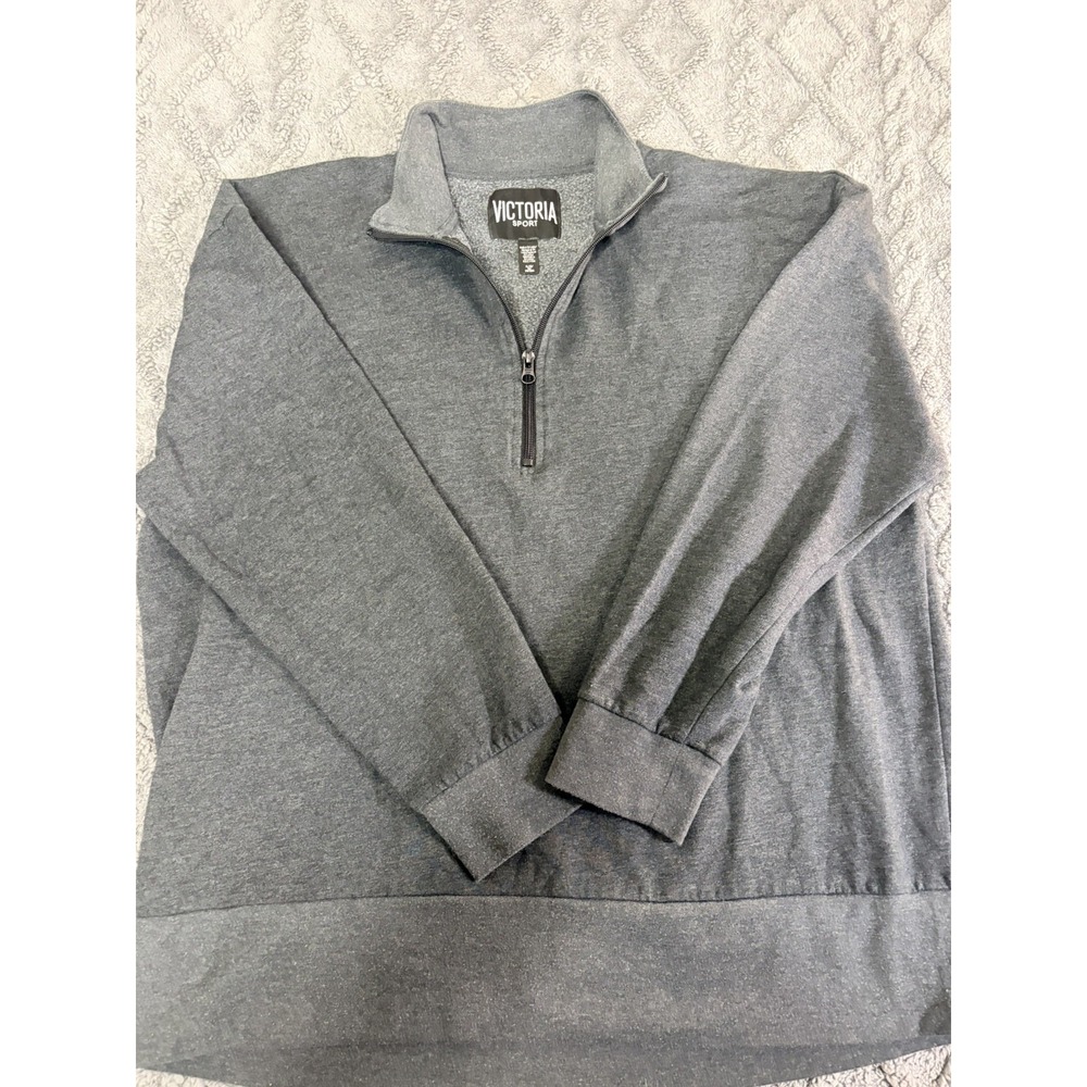 Women's Grey Victoria's Secret 'Victoria Sport' Quarter Zip Sweater size XL